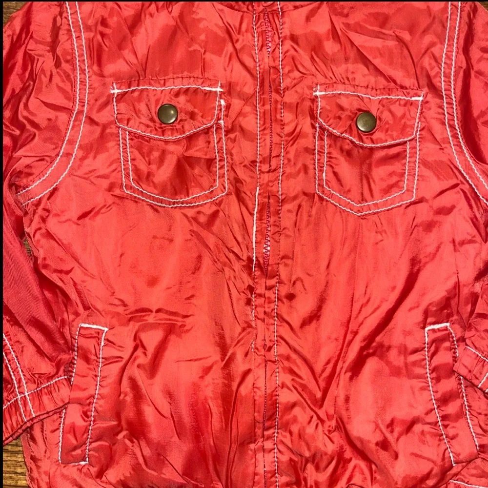 Vintage Gymboree Red Hooded Jacket Full Zip Front W/2 Chest Snap Pockets Jacket